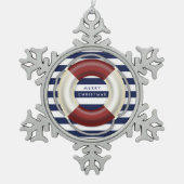 Nautische Kerstversiering Gepersonaliseerd Tin Tin Sneeuwvlok Ornament (Voorkant)