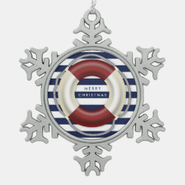 Nautische Kerstversiering Gepersonaliseerd Tin Tin Sneeuwvlok Ornament