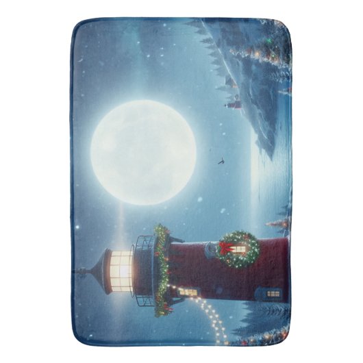 Nautische Kerstvuurtoren Badmat (Voorkant Verticaal)