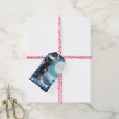 Nautische Kerstvuurtoren Cadeaulabel (Met Touw)