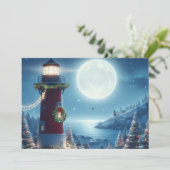 Nautische Kerstvuurtoren Feestdagenkaart (Staand voorkant)