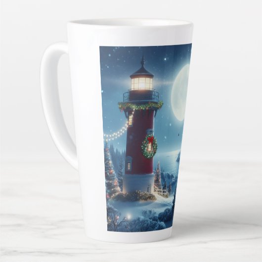 Nautische Kerstvuurtoren Latte Mok (Linkerhoek)