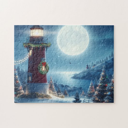 Nautische Kerstvuurtoren Legpuzzel (Horizontaal)