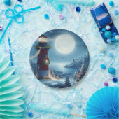 Nautische Kerstvuurtoren Papieren Bordje (Feest)