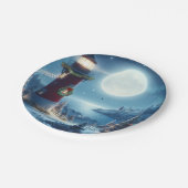 Nautische Kerstvuurtoren Papieren Bordje (Gekanteld)