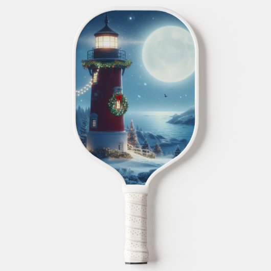 Nautische Kerstvuurtoren Pickleball Paddle (Voorkant)
