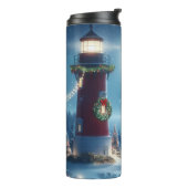 Nautische Kerstvuurtoren Thermosbeker (Gedraaid links)