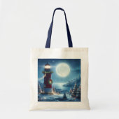 Nautische Kerstvuurtoren Tote Bag (Voorkant)