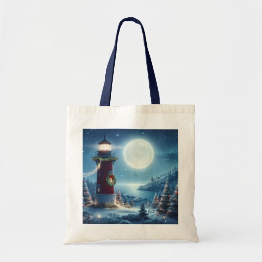 Nautische Kerstvuurtoren Tote Bag (Voorkant)