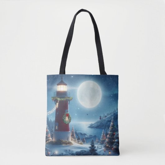 Nautische Kerstvuurtoren Tote Bag (Voorkant)