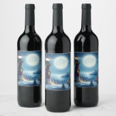 Nautische Kerstvuurtoren Wijn Etiket (Flessen)