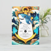 Nautische Kinder Boho haai Verjaardag Kaart (Staand voorkant)