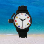 Nautische Kleur Zeilen Vlaggen voor Zeilers Horloge<br><div class="desc">Shows nautische zeilvlaggen voor de nummers van de wijzerplaat. De vlaggen worden gebruikt voor communicatie op het water. Voor zeelieden,  schippers,  en mensen die houden van alle nautische dingen. Cool. Maakt een leuk cadeau.</div>