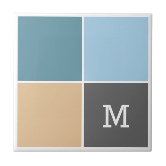 Nautische kleuren, aangepaste monogram keramische  tegeltje (Voorkant)