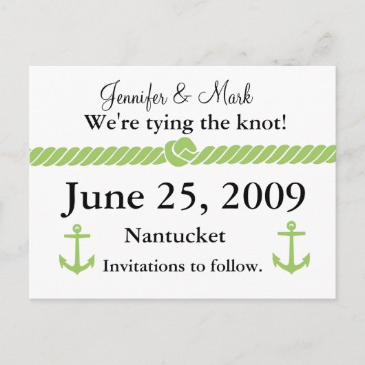 Nautische knoop Bewaar de datum Aankondigingskaart (Voorkant)