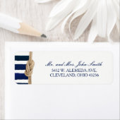 Nautische Knoop Burlap Navy Stripes Bruiloft Etiket (Insitu)