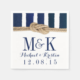 Nautische knoop Navy Stripes Bruiloft servetten