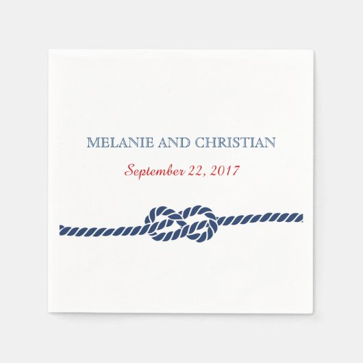 Nautische Knoop Trouwcocktail servet (Voorkant)