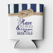 Nautische Knoop Waterverf Navy Stripes Bruiloft Blikjeskoeler (Voorkant)