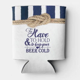 Nautische Knoop Waterverf Navy Stripes Bruiloft Blikjeskoeler