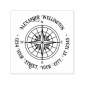 Nautische kompasroos #3 naam retouradres zelfinktende stempel (Design)