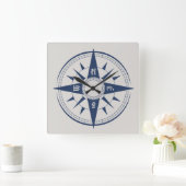 Nautische kompaswandklok vierkante klok (Huis)