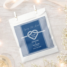 Nautische koppelingsknoop Navy Blue Stripes Weddin Bedankzakje