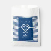 Nautische koppelingsknoop Navy Blue Stripes Weddin Bedankzakje (Voorkant)