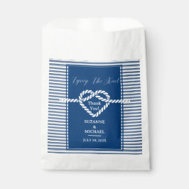 Nautische koppelingsknoop Navy Blue Stripes Weddin Bedankzakje
