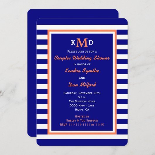 Nautische Koppels Coed Bruiloft Douche Uitnodiging (Voorkant / Achterkant)