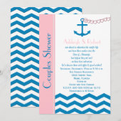 Nautische Koppels Coed Bruiloft Douche Uitnodiging (Voorkant / Achterkant)