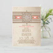  nautische koraal bruids douche uitnodiging (Staand voorkant)