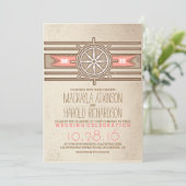 nautische koraal bruiloft uitnodiging (Staand voorkant)