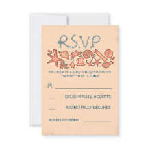 nautische koraal strand bruiloft RSVP kaarten