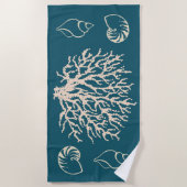 Nautische koraal zeeschelpen strandlaken (Voorkant)