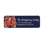  nautische koraaloctopus etiket (Voorkant)