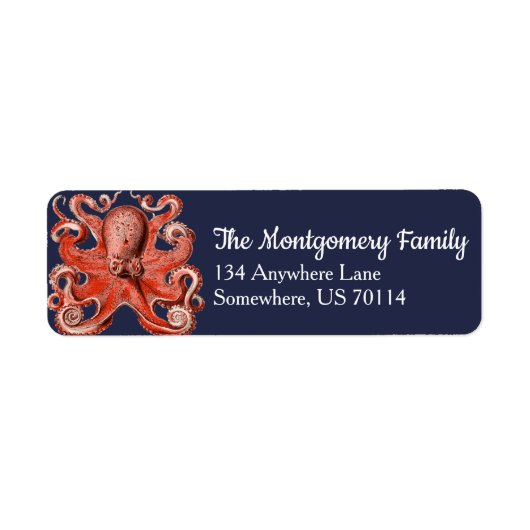  nautische koraaloctopus etiket (Voorkant)