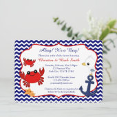 Nautische Krab Baby Douche Uitnodigingen (Staand voorkant)