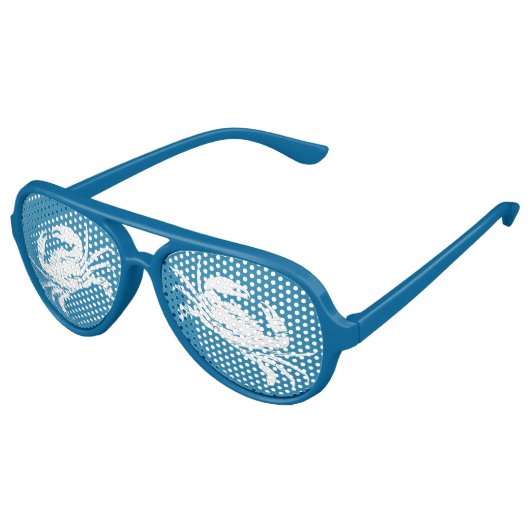 nautische krab blauw witte schaaldier aviator zonnebril (Gekanteld)