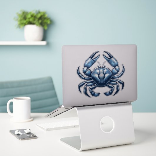 Nautische krab op maat gesneden vinyl Sticker (Laptop op bureau)