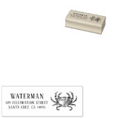 Nautische krab tekening familienaam retouradres rubberstempel (Gestempeld)