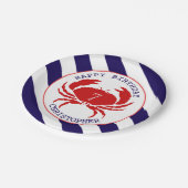 Nautische krab verjaardagsfeestje papieren bordje (Gekanteld)