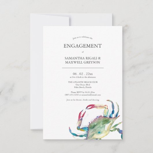 Nautische krab Verloving uitnodigingen (Voorkant)