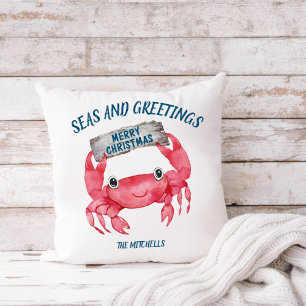 Nautische Krab Zee Groeten Tropische Vakantie Kussen