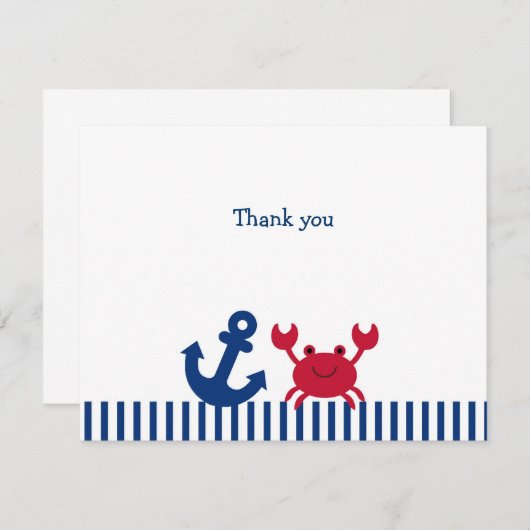 Nautische krabflat Dank je wel briefkaarten (Voorkant / Achterkant)