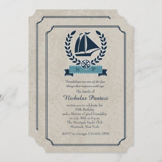 Nautische krans uitnodiging (Voorkant / Achterkant)