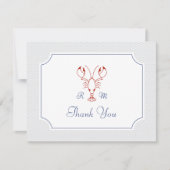 Nautische kreeft bruiloft dank u kaart (Voorkant)