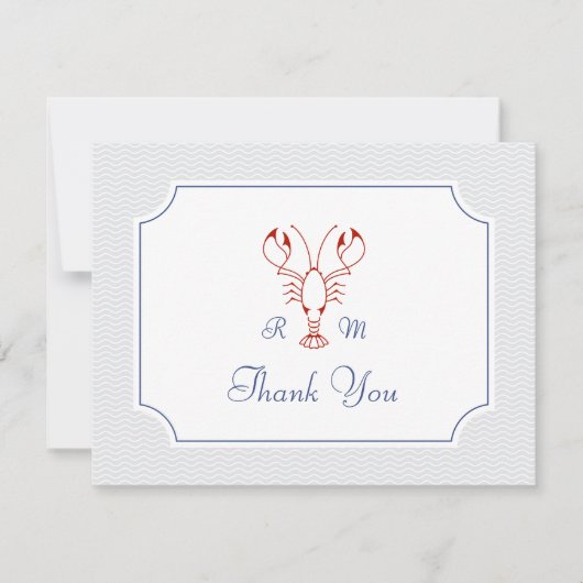 Nautische kreeft bruiloft dank u kaart (Voorkant)