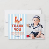 Nautische Kreeft Foto Kinderverjaardag Bedankkaart (Voorkant)