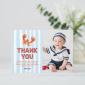 Nautische Kreeft Foto Kinderverjaardag Bedankkaart (Staand voorkant)